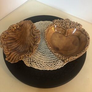 Vintage Ceramic Trinket Dishes 1993 Brown Decor